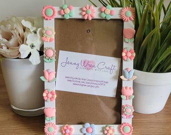 Colourful Flower Resin Decals Photo Frame 4 x 6 inches