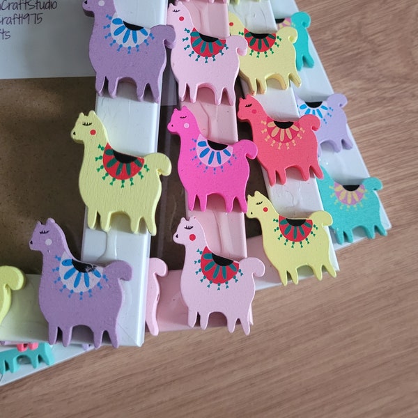 Colourful Wooden Llama/Alpaca Button Photo Frame 4 x 6 inches