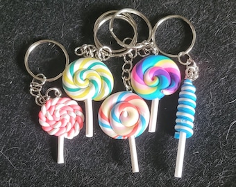 Colourful Resin Lolly Pop Key Ring/Bag Tag