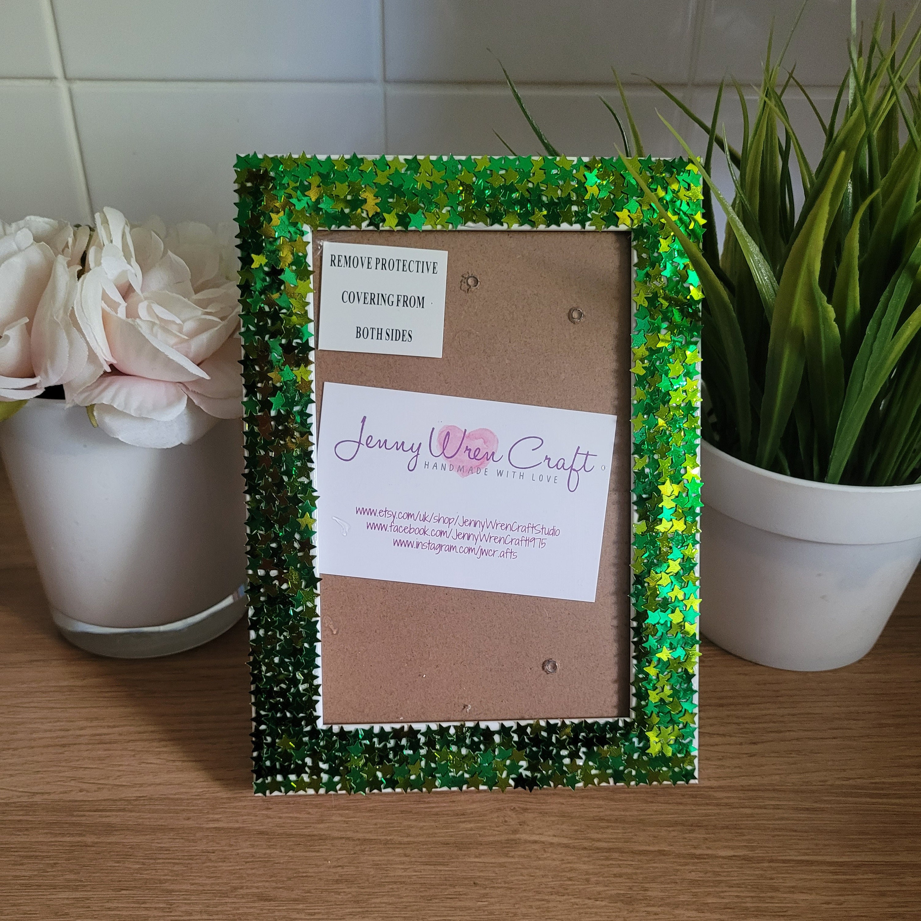クレヨン画 フレーム付き Green Star Glitter Photo Frame 4 X 6 Inches - Etsy