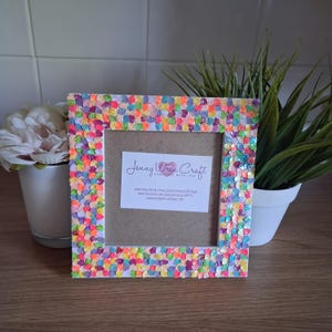 Square Multi Coloured Shell Sequin Photo Frame 5 x 5 inches