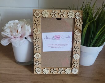 Wooden Floral Decal Photo Frame 4 x 6 inches