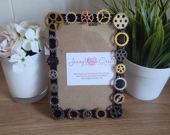 Steampunk Style Metal Gears and Cogs Photo Frame 4 x 6 inches