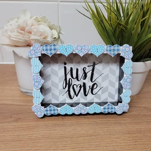 Colourful Wooden Heart Shaped Button Deep Box Photo Frame 4 x 6 inches