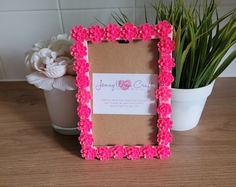 Pink Floral Resin Decal Photo Frame 4 x 6 inches