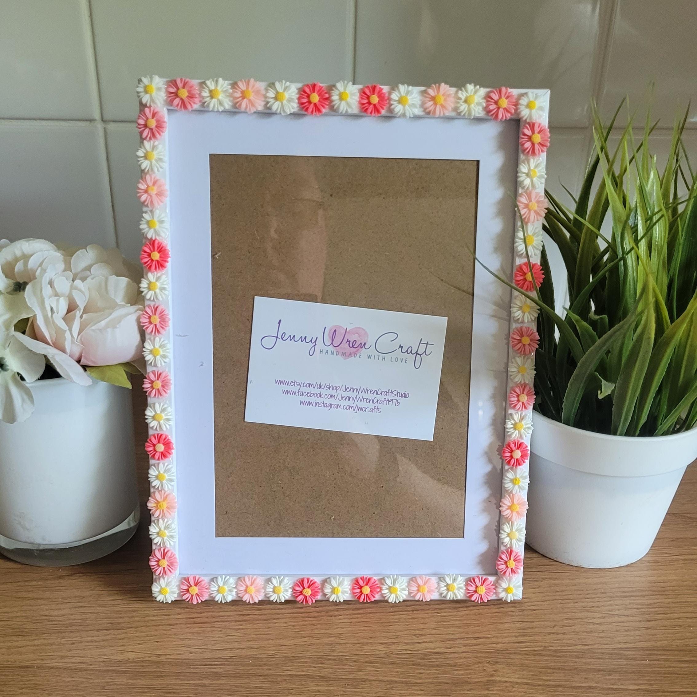 Pink and White Acrylic Resin Daisy Photo Frame 6 X 8 Inches - Etsy
