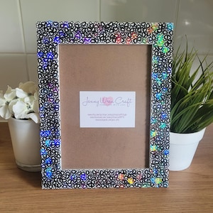 Black Holographic Paw Print Confetti Photo Frame 6 x 8 inches