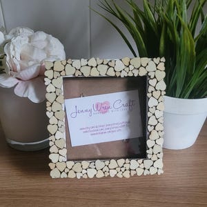 Wooden Heart Decals Square Photo Frame 4 x 4 inches