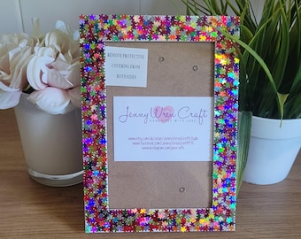 Colourful Puzzle Glitter Photo Frame 4 x 6 inches