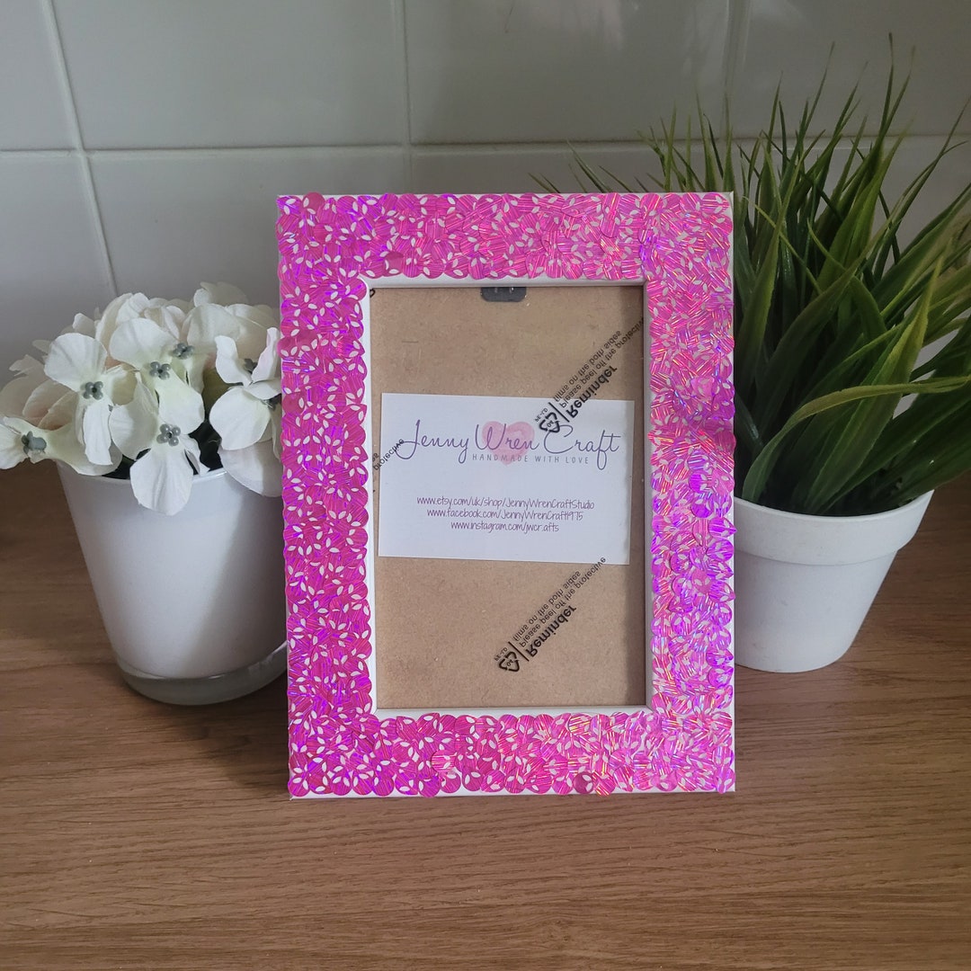 Hot Pink Alien Face Confetti Photo Frame 4 X 6 Inches - Etsy