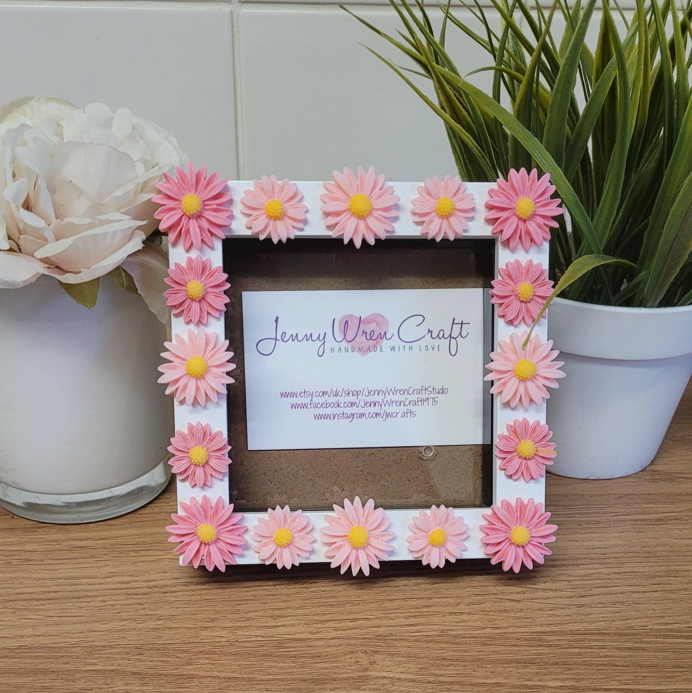 Pink Resin Daisy Square Photo Frame 4 X 4 Inches - Etsy