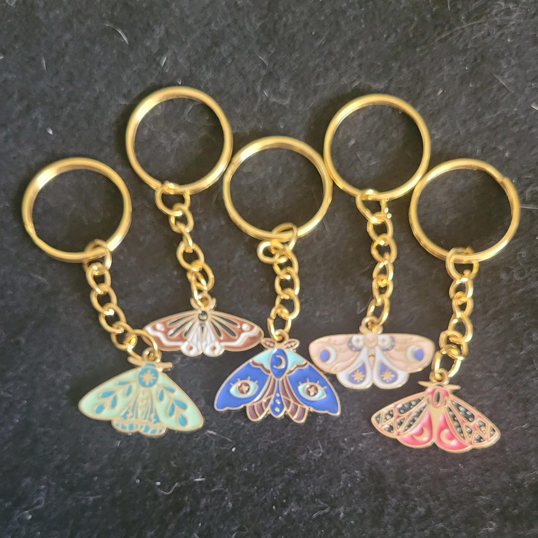 Bog Key Rings Colourful Gold Enamelled Alloy Moth Key Ring/bag Tag - Etsy
