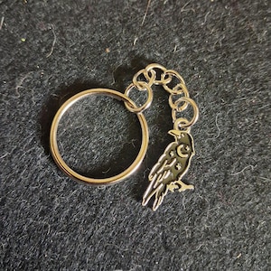 Silver Alloy Enamelled Raven/Crow/Blckbird Key Ring/Bag Tag