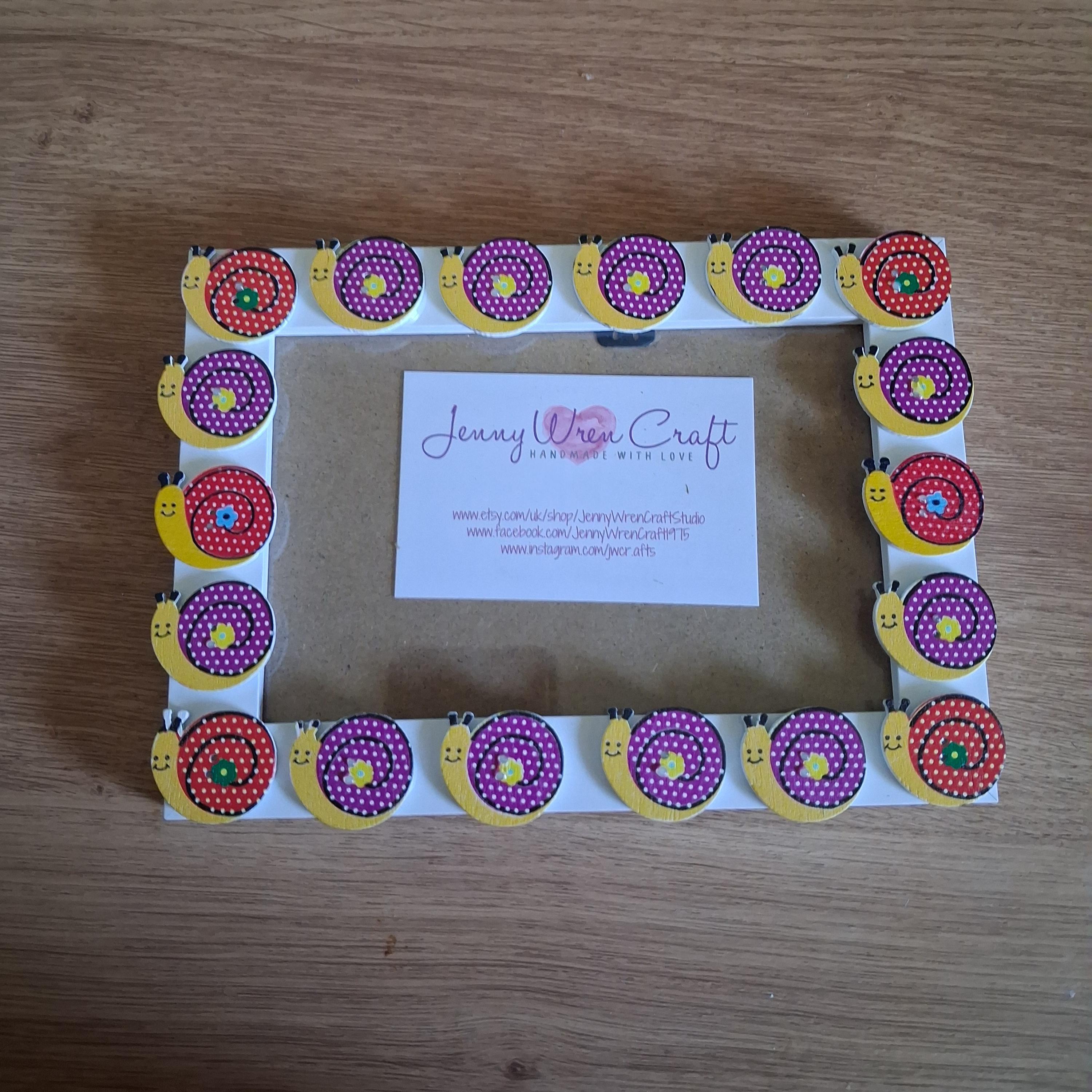 Colourful Wooden Snail Button Photo Frame 4 X 6 Inches - Etsy