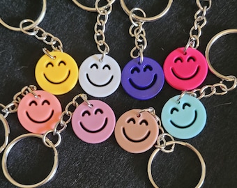 Colourful Acrylic Resin Smiley Face Key Ring/Bag Charm