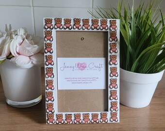 Brown Wooden Teddy Bear Decals Photo Frame 4 x 6 inches