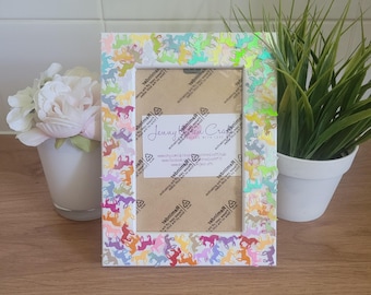 Colourful Unicorn Confetti Photo Frame 4 x 6 inches