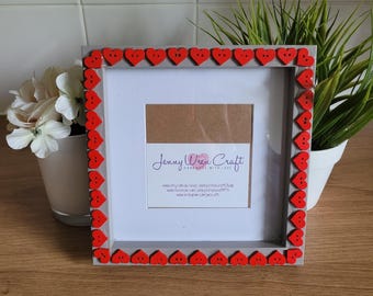 Red Wooden Heart Button Square Photo Frame 6 X 6 Inches - Etsy