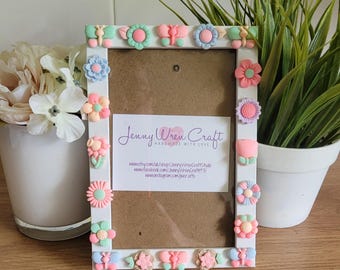 Colourful Flower and Butterfly Resin Decals Photo Frame 4 x 6 inches