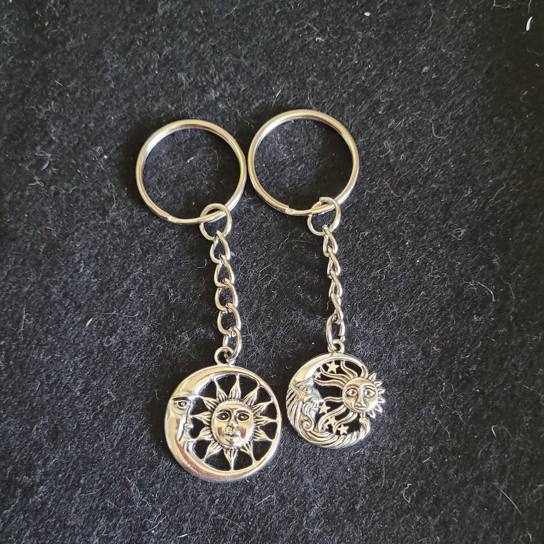 Silver Alloy Crescent Moon and Sun Key Ring/bag Tag - Etsy