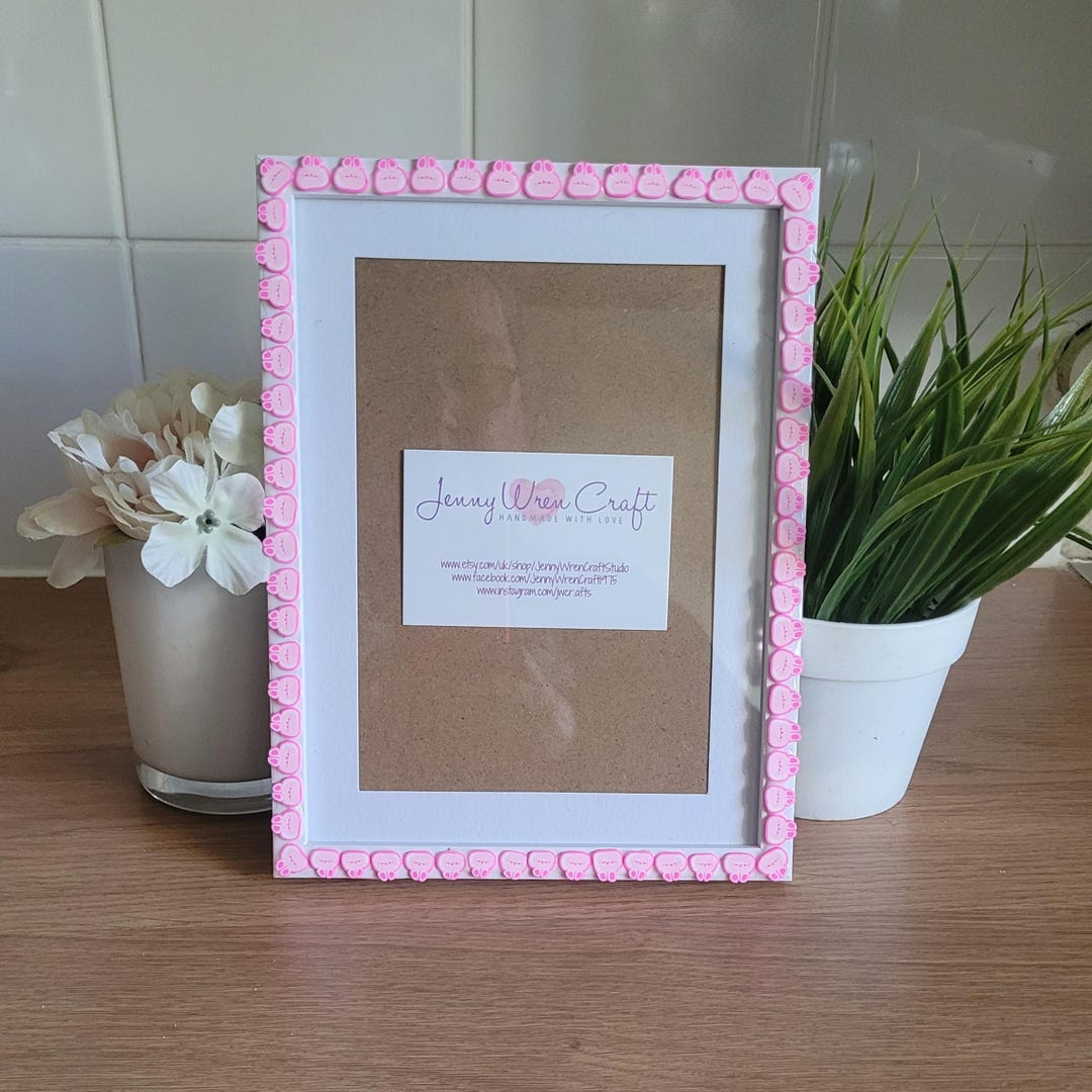 Large Pink Bunny Rabbit Clay Slices Photo Frame 6 X 8 Inches - Etsy