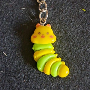 Colourful Resin Caterpillar Key Ring/Bag Tag 2