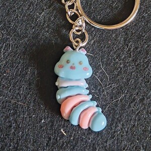 Colourful Resin Caterpillar Key Ring/Bag Tag 1