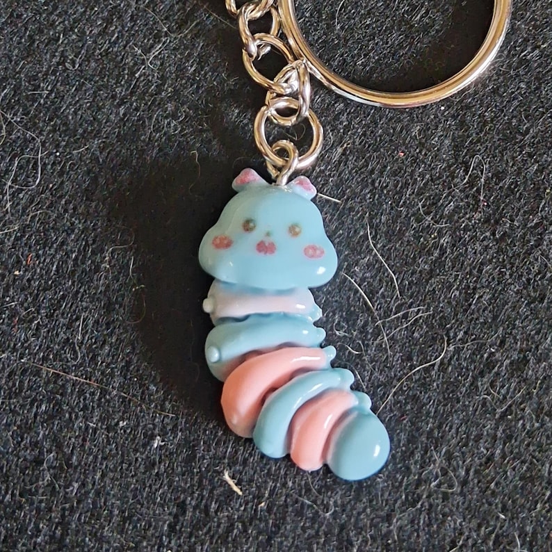 Colourful Resin Caterpillar Key Ring/Bag Tag 1
