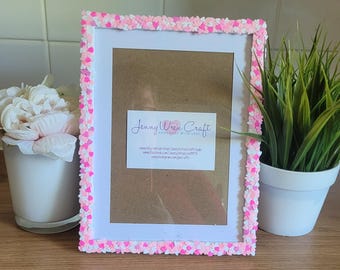 Pink and White Heart Clay Slices Photo Frame 6 x 8 inches
