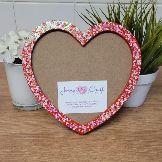 Red and Pink Lip Glitter Heart Shaped Photo Frame 8 X 6 Inches - Etsy