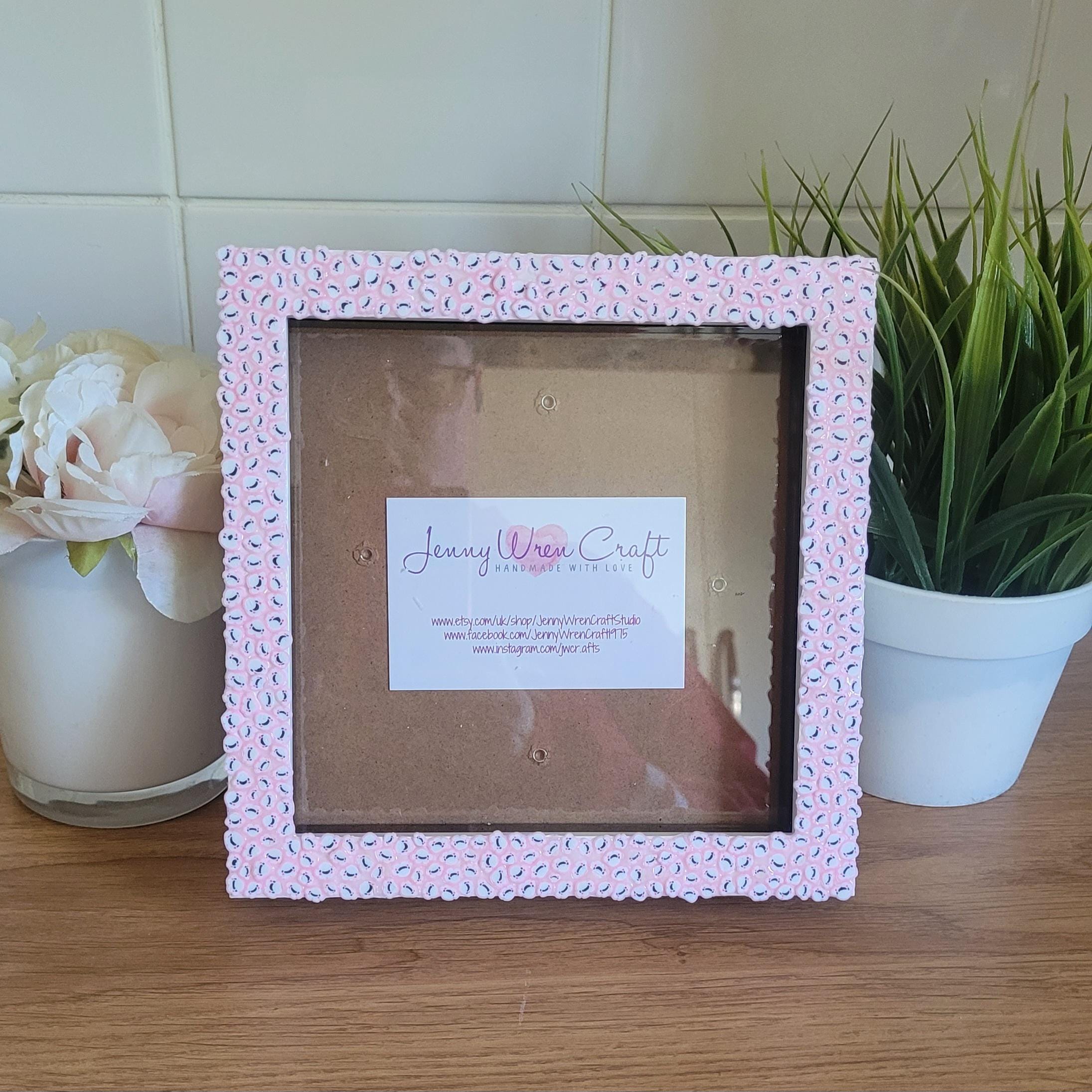 Pink Cloud Smiley Face Clay Slices Square Photo Frame 6 X 6 Inches