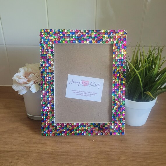 Colourful Sequin Photo Frame 6 X 8 Inches Etsy Canada