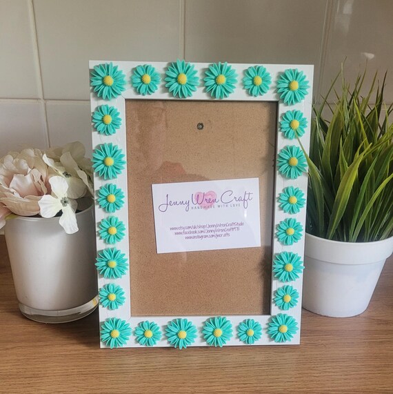 Aqua Resin Daisy Flat Back Photo Frame 5 X 7 Inches - Etsy