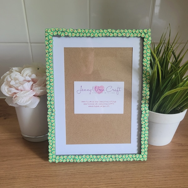 Happy Green Avocado Clay Slices Photo Frame 5 x 7 inches with border, 6 x 8 inches without border