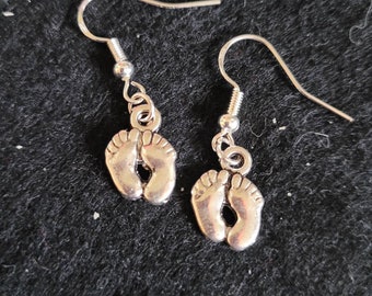 Tibetan Silver Footprint Earrings