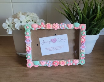 Pink Flower Resin Decals Deep Box Photo Frame 4 x 6 inches