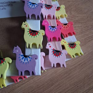 Colourful Wooden Llama/Alpaca Button Photo Frame 4 x 6 inches