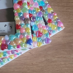 Colourful Acrylic Flat Back Pearl Heart Photo Frame 4 x 6 inches