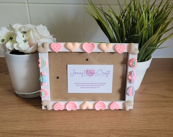 Colourful Heart Shaped Resin Flat backs Deep Box Photo Frame 4 x 6 inches