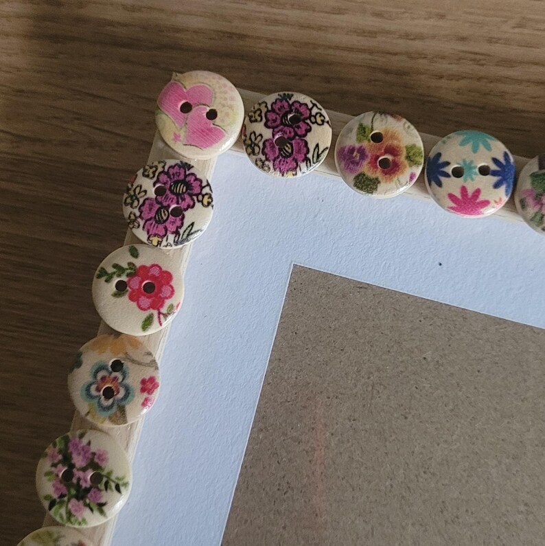 Floral Wooden Button Photo Frame 6 X 8 Inches - Etsy
