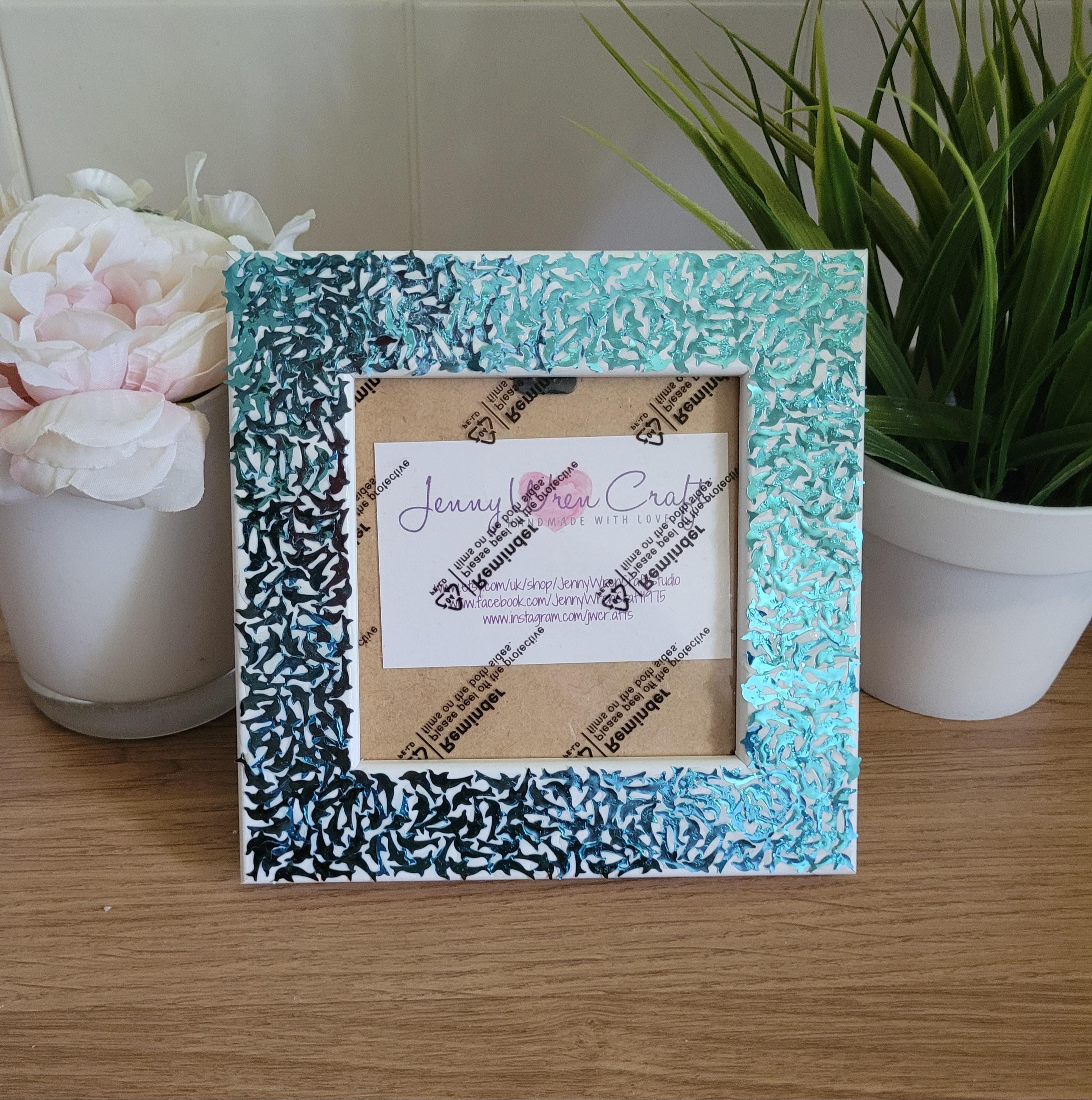 Blue Dolphin Glitter Square Photo Frame 4 X 4 Inches - Etsy