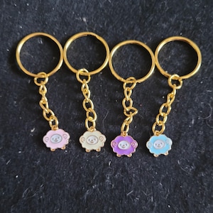 Colourful Enamelled Gold Alloy Sheep/Lamb Key Ring/Bag Tag