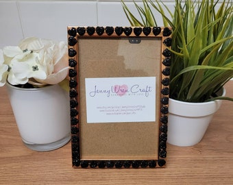 Black Heart Shaped Rhinestone Photo Frame 4 x 6 inches
