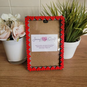 Red Wooden Heart Shaped Button Photo Frame 4 x 6 inches