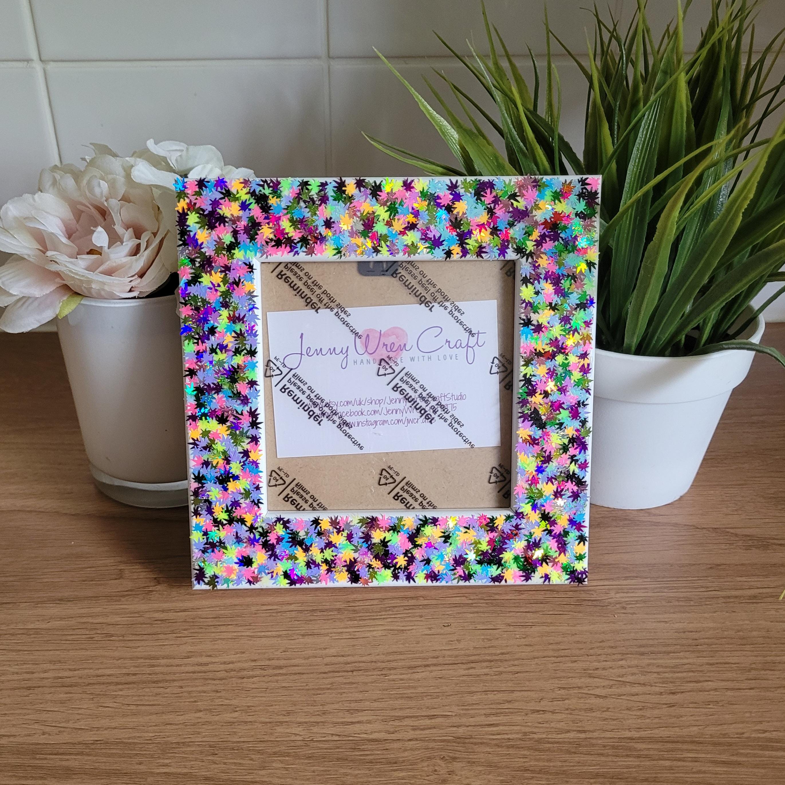 Colourful Hemp Leaf Glitter Square Photo Frame 4 X 4 Inches