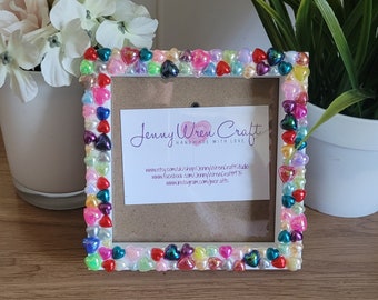 Colourful Acrylic Flat Back Pearl Heart Square Photo Frame 4 X 4