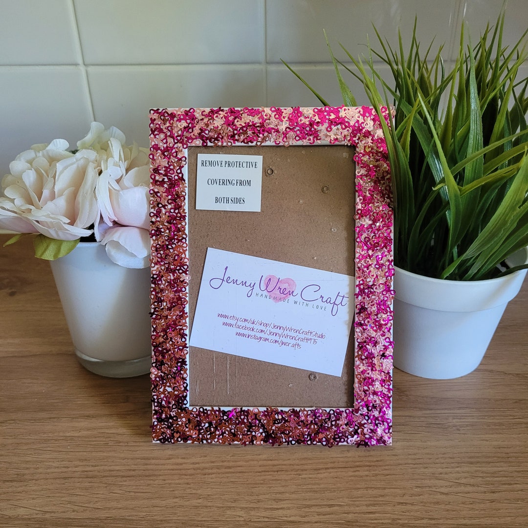 Pink Ribbon Glitter Photo Frame 4 X 6 Inches - Etsy