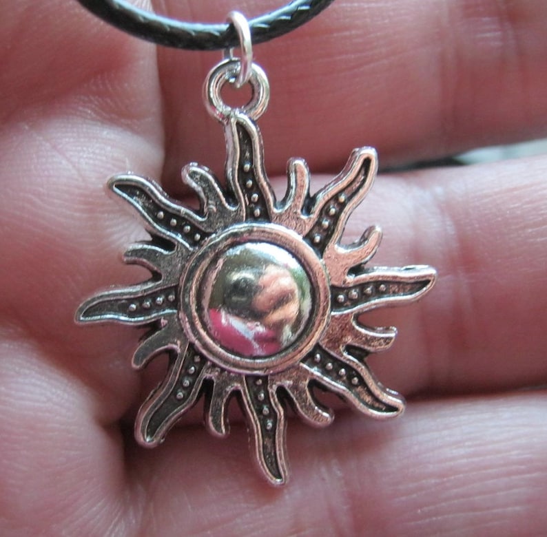 Antique Tibetan Silver Brass or Copper Sun Pendant Gold