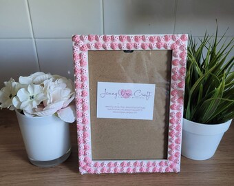 Pink Heart Shaped Acrylic Cabochon Photo Frame 5 x 7 inches