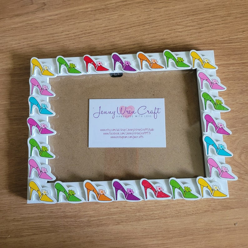 Colourful Stiletto/high Heeled Shoe Wooden Button Photo Frame 5 X 7 ...